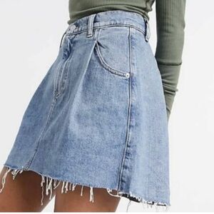 We The Free Blue Denim Mini Skirt